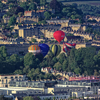 Buy canvas prints of Rare hot air balloons launching from the Royal Crescent Bath by Duncan Savidge