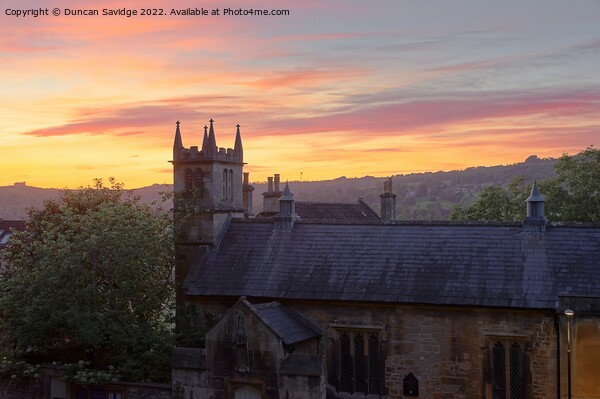 sunset over Magdalen Chapel Bath Picture Board by Duncan Savidge
