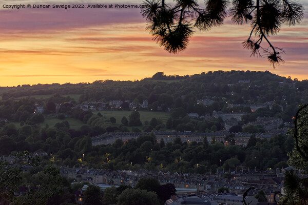 Sunset over the Royal Crescent Bath Picture Board by Duncan Savidge