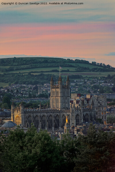 Sunset over the Bath Abbey Picture Board by Duncan Savidge