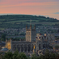 Buy canvas prints of Sunset over the Bath Abbey by Duncan Savidge