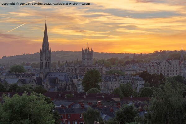 A view of a the city of Bath at sunset Picture Board by Duncan Savidge