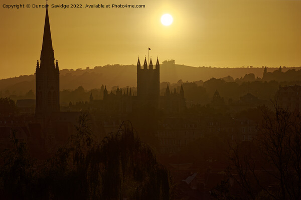 Layered sunset across the City of Bath Picture Board by Duncan Savidge