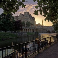 Buy canvas prints of Fabulous River Avon in Bath at sunset  by Duncan Savidge