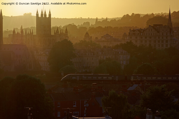 Hitachi IET train at sunset in Bath  Picture Board by Duncan Savidge