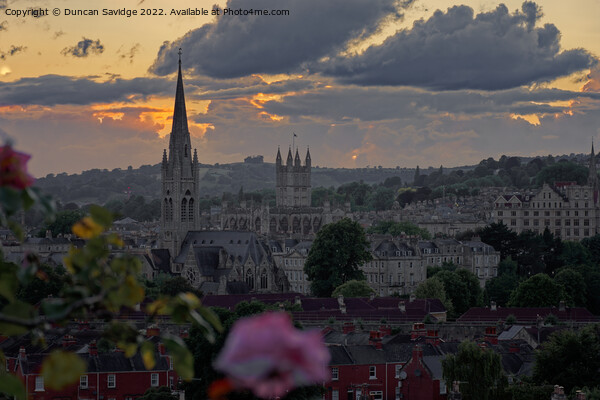 Moody sunset over Bath Picture Board by Duncan Savidge