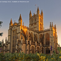 Buy canvas prints of Bath Abbey Golden hour glow by Duncan Savidge