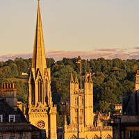 Buy canvas prints of Last light catches St Michael's Church and the Bath Abbey by Duncan Savidge