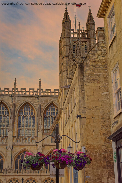 Floral display outside Bath Abbey Picture Board by Duncan Savidge
