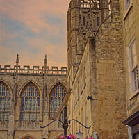 Buy canvas prints of Floral display outside Bath Abbey by Duncan Savidge