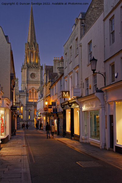 Green Street Bath and St Michael's Church blue hour Picture Board by Duncan Savidge