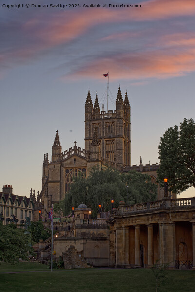 Pink Skies above Bath Abbey Picture Board by Duncan Savidge