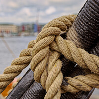 Buy canvas prints of A close up of a rope on The Matthew of Bristol by Duncan Savidge