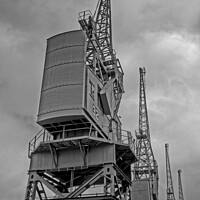 Buy canvas prints of Bristol docks cranes HDR black and white by Duncan Savidge
