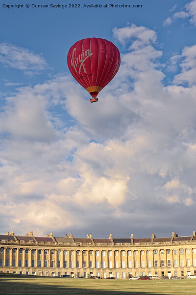 Hot Air Balloon portrait over the Royal Crescent Bath Picture Board by Duncan Savidge