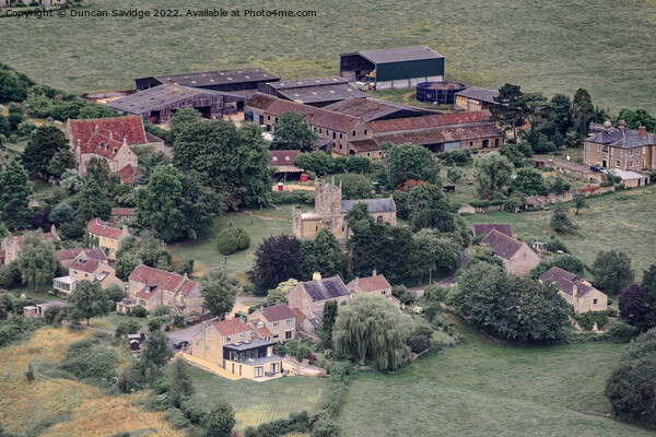 Englishcombe village from the air Picture Board by Duncan Savidge
