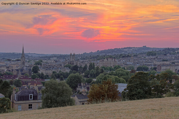 Sunset over Bath skyline Picture Board by Duncan Savidge