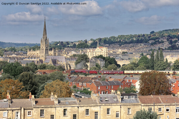 LMS Princess Coronation class 6233 “Duchess of Sutherland” passes through Bath in glorious early Autumn sunshine deputising for the Clan Line on the Belmond British Pullman’ from London Victoria to Bath Spa / Bristol Temple Meads on 14/09/22 Picture Board by Duncan Savidge
