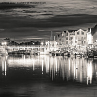 Buy canvas prints of Weymouth at night black and white by Duncan Savidge