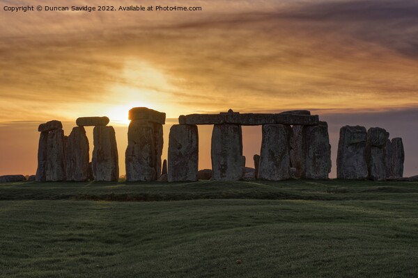 Stonehenge Winter Sunset  Picture Board by Duncan Savidge