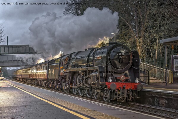 70000 Britannia steam train through Keynsham in the dark  Picture Board by Duncan Savidge