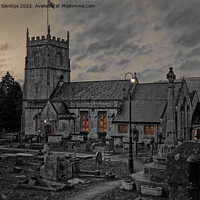 Buy canvas prints of St Nicholas parish church in Bathampton evening song at Christmas by Duncan Savidge