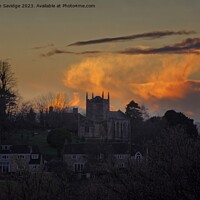 Buy canvas prints of All the drama behind St Peters Church Englishcombe near Bath by Duncan Savidge