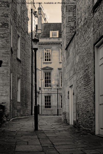 Bath side Streets golden black and white Picture Board by Duncan Savidge
