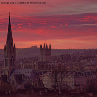 Buy canvas prints of Pink sunset across the City of Bath skyline by Duncan Savidge