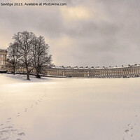 Buy canvas prints of The Royal Crescent Bath it in the snow by Duncan Savidge