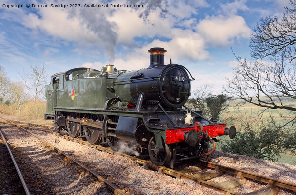 Large Prairie steam train 4110 returns to steam at Mendip Vale  Picture Board by Duncan Savidge