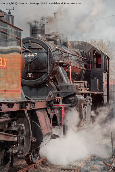 46447 steam train sat behind Large Prairie 4555 in an atmospheric shot Picture Board by Duncan Savidge