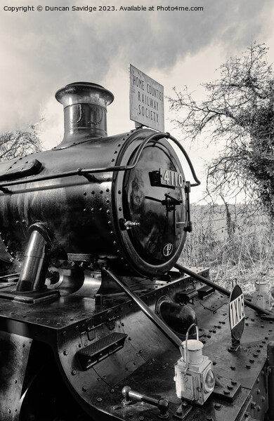 Large Prairie 4110 in black and white at Mendip Vale East Somerset Railway  Picture Board by Duncan Savidge