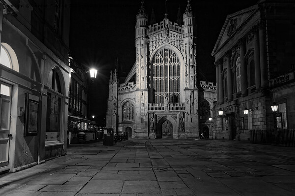 Bath Abbey at night black and white  Picture Board by Duncan Savidge