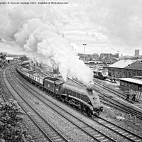 Buy canvas prints of A4 steam train leaving Bristol Temple Meads by Duncan Savidge