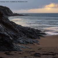 Buy canvas prints of Maenporth sunrise rocks  by Duncan Savidge