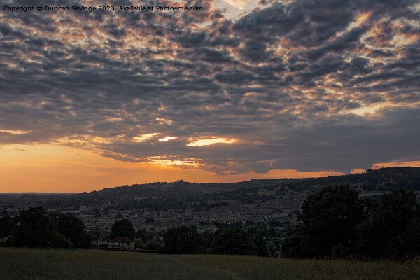 Fiery Sunset over the City of Bath Picture Board by Duncan Savidge
