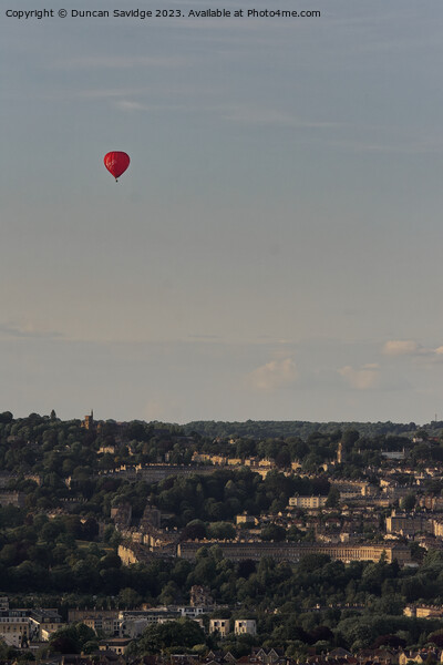 Virgin hot air balloon over Bath Picture Board by Duncan Savidge