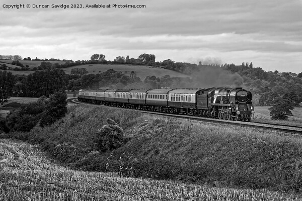 Steam train Braunton black and white Picture Board by Duncan Savidge