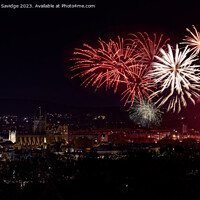 Buy canvas prints of Fireworks lighting up the Bath sky by Duncan Savidge
