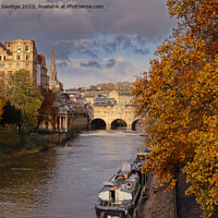 Buy canvas prints of Golden autumn sunshine Pulteney Bridge by Duncan Savidge