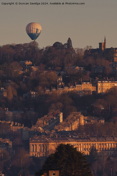 Winter hot air ballooning over Bath Picture Board by Duncan Savidge