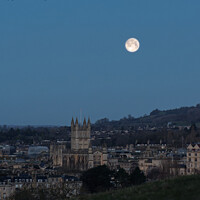 Buy canvas prints of Wolf Moon setting over Bath by Duncan Savidge