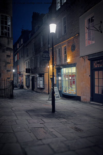 North Parade Passage in Bath at night Picture Board by Duncan Savidge