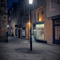 Buy canvas prints of North Parade Passage in Bath at night by Duncan Savidge