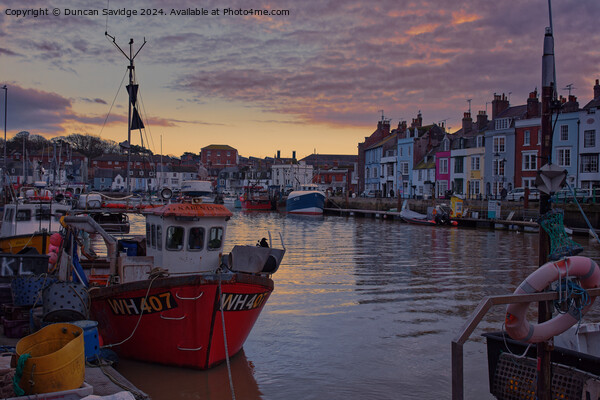 Sunset over Weymouth Harbour Picture Board by Duncan Savidge