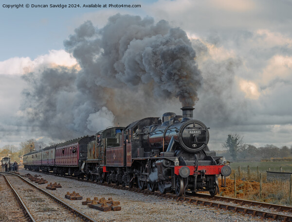 4110 and Ex LMS Ivatt 2MT Class 2-6-0, No.46447 steam trains go back to back Picture Board by Duncan Savidge