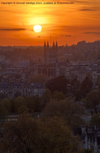 Sunset over Bath Abbey Picture Board by Duncan Savidge