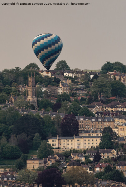 Hot Air balloon over Bath Picture Board by Duncan Savidge