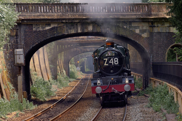 Clun Castle steam train powering through Sydney Gardens, Bath Picture Board by Duncan Savidge